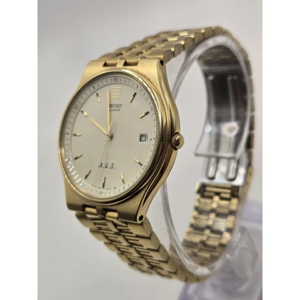 1990 Seiko Quartz AGS (Kinetic) 7M22-6A00 Vintage 35mm Watch. NEW CAPACITOR.